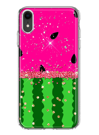 Apple iPhone XR Summer Watermelon Sugar Vacation Tropical Fruit Pink Green Hybrid Protective Phone Case Cover