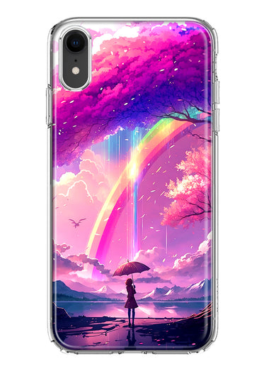 Apple iPhone XR Kawaii Manga Pink Cherry Blossom Japanese Rainbow Girl Hybrid Protective Phone Case Cover