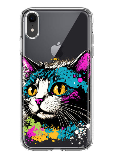 Apple iPhone XR Cool Cat Oil Paint Pop Art Hybrid Protective Phone Case Cover