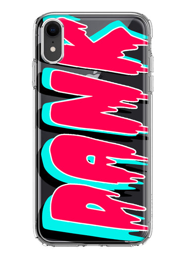 Apple iPhone XR Teal Pink Clear Funny Text Quote Dank Hybrid Protective Phone Case Cover