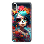 Apple iPhone XR Halloween Spooky Colorful Day of the Dead Skull Girl Hybrid Protective Phone Case Cover