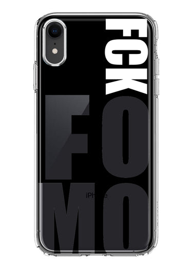 Apple iPhone XR Black Clear Funny Text Quote Fckfomo Hybrid Protective Phone Case Cover