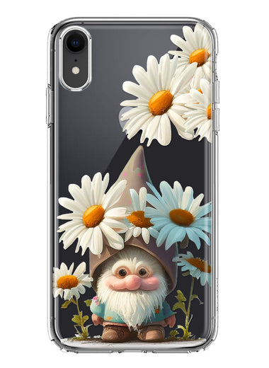 Apple iPhone XR Cute Gnome White Daisy Flowers Floral Hybrid Protective Phone Case Cover