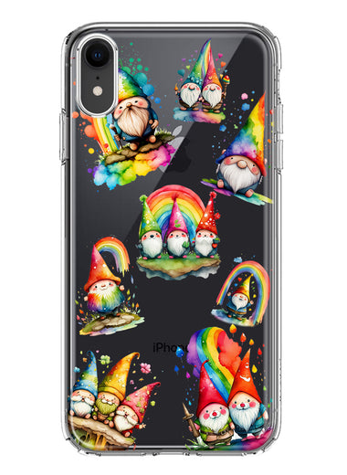 Apple iPhone XR Colorful Neon Glow Rainbow Gnomes Painting Hybrid Protective Phone Case Cover