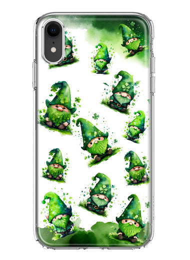Apple iPhone XR Gnomes Shamrock Lucky Green Clover St. Patrick Hybrid Protective Phone Case Cover