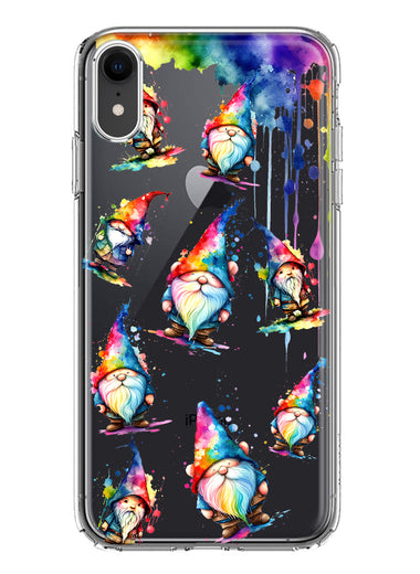 Apple iPhone XR Neon Water Painting Colorful Splash Gnomes Hybrid Protective Phone Case Cover