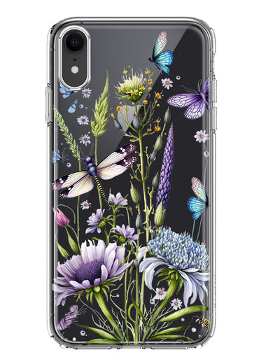 Apple iPhone XR Lavender Dragonfly Butterflies Spring Flowers Hybrid Protective Phone Case Cover