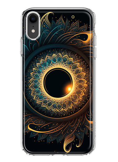 Apple iPhone XR Mandala Geometry Abstract Eclipse Pattern Hybrid Protective Phone Case Cover
