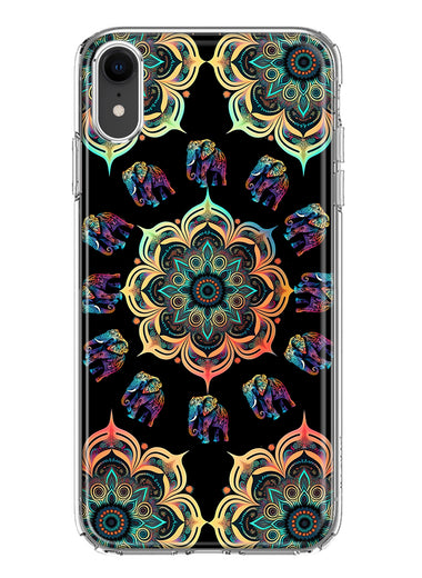 Apple iPhone XR Mandala Geometry Abstract Elephant Pattern Hybrid Protective Phone Case Cover