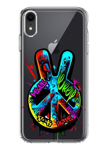 Apple iPhone XR Peace Graffiti Painting Art Hybrid Protective Phone Case Cover