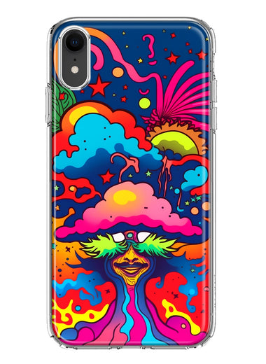 Apple iPhone XR Neon Rainbow Psychedelic Trippy Hippie Bomb Star Dream Hybrid Protective Phone Case Cover