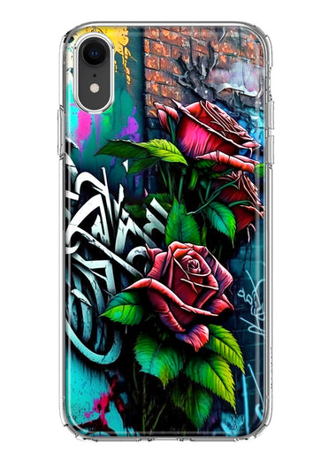 Apple iPhone XR Red Roses Graffiti Painting Art Hybrid Protective Phone Case Cover