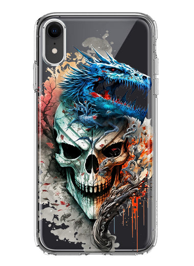 Apple iPhone XR Fantasy Blue Dragon Dream Skull Double Layer Phone Case Cover