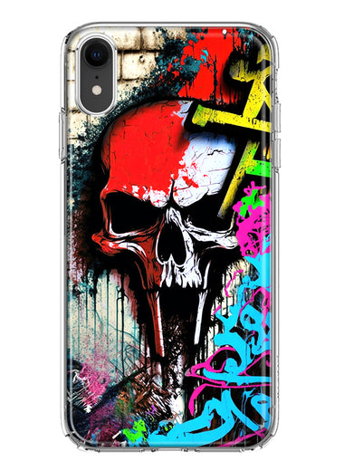 Apple iPhone XR Skull Face Graffiti Painting Art Hybrid Protective Phone Case Cover