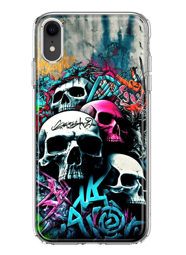 Apple iPhone XR Skulls Graffiti Painting Art Hybrid Protective Phone Case Cover
