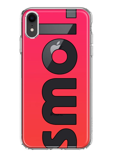 Apple iPhone XR Red Pink Clear Funny Text Quote Smol Hybrid Protective Phone Case Cover