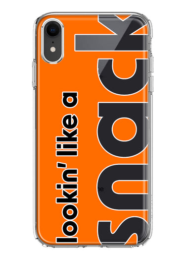 Apple iPhone XR Orange Clear Funny Text Quote Snack Hybrid Protective Phone Case Cover