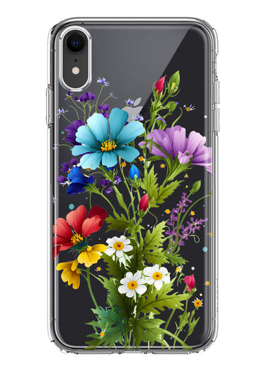 Apple iPhone XR Purple Yellow Red Spring Flowers Floral Hybrid Protective Phone Case Cover