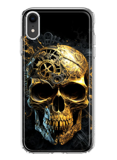 Apple iPhone XR Steampunk Skull Science Fiction Machinery Double Layer Phone Case Cover