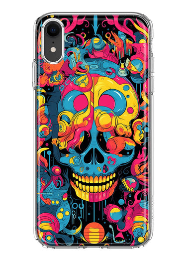 Apple iPhone XR Psychedelic Trippy Death Skull Pop Art Hybrid Protective Phone Case Cover