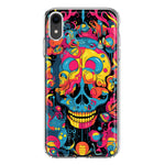 Apple iPhone XR Psychedelic Trippy Death Skull Pop Art Hybrid Protective Phone Case Cover