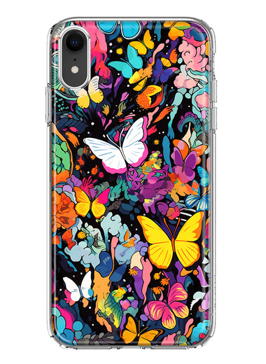 Apple iPhone XR Psychedelic Trippy Butterflies Pop Art Hybrid Protective Phone Case Cover