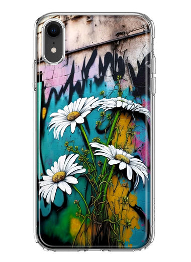 Apple iPhone XR White Daisies Graffiti Wall Art Painting Hybrid Protective Phone Case Cover