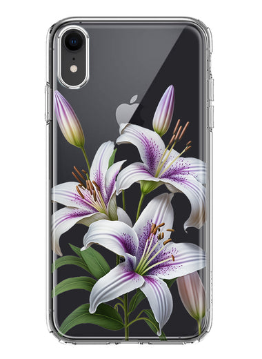 Apple iPhone XR White Lavender Lily Purple Flowers Floral Hybrid Protective Phone Case Cover