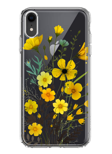 Apple iPhone XR Yellow Summer Flowers Floral Hybrid Protective Phone Case Cover