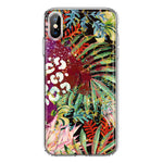 Apple iPhone Xs Max Leopard Tropical Flowers Vacation Dreams Hibiscus Floral Hybrid Protective Phone Case Cover