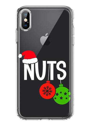 Apple iPhone Xs Max Christmas Funny Couples Chest Nuts Ornaments Hybrid Protective Phone Case Cover