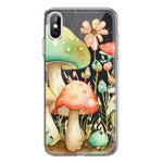 Apple iPhone Xs Max Fairytale Watercolor Mushrooms Pastel Spring Flowers Floral Hybrid Protective Phone Case Cover