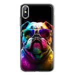 Apple iPhone XS Max Neon Rainbow Glow Bulldog Hybrid Protective Phone Case Cover