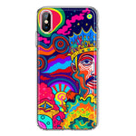 Apple iPhone XS Max Neon Rainbow Psychedelic Indie Hippie Indie King Hybrid Protective Phone Case Cover
