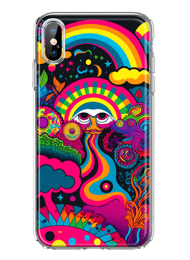 Apple iPhone XS/X Psychedelic Trippy Hippie Night Walk Hybrid Protective Phone Case Cover
