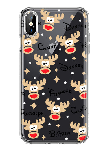 Apple iPhone Xs Max Red Nose Reindeer Christmas Winter Holiday Hybrid Protective Phone Case Cover