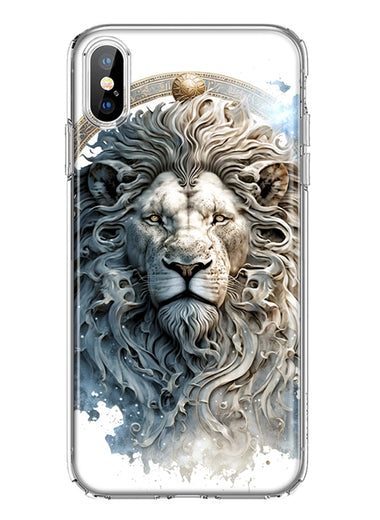 Apple iPhone XS/X Abstract Lion Sculpture Hybrid Protective Phone Case Cover