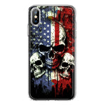 Apple iPhone XS Max American USA Flag Skulls Blue Red Double Layer Phone Case Cover