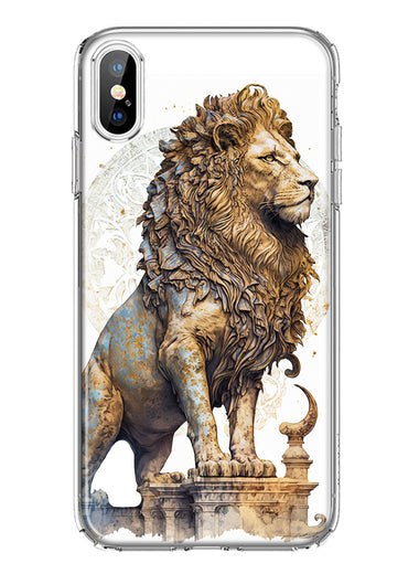 Apple iPhone XS Max Ancient Lion Sculpture Hybrid Protective Phone Case Cover