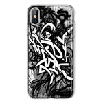 Apple iPhone Xs Max Black White Urban Graffiti Hybrid Protective Phone Case Cover