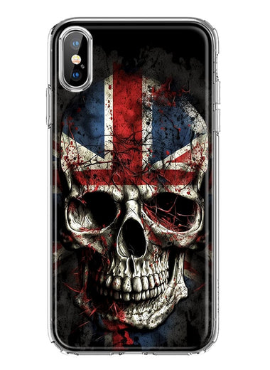 Apple iPhone XS British UK Flag Skull Hybrid Protective Phone Case Cover