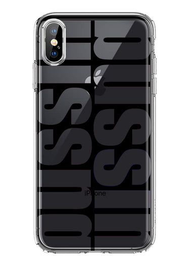Apple iPhone XS Black Clear Funny Text Quote Bussin Hybrid Protective Phone Case Cover