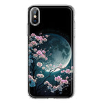 Apple iPhone Xs Max Kawaii Manga Pink Cherry Blossom Full Moon Hybrid Protective Phone Case Cover