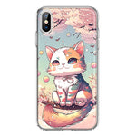 Apple iPhone Xs Max Kawaii Manga Pink Cherry Blossom Cute Cat Hybrid Protective Phone Case Cover
