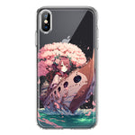 Apple iPhone Xs Max Kawaii Manga Pink Cherry Blossom Japanese Girl Boat Hybrid Protective Phone Case Cover