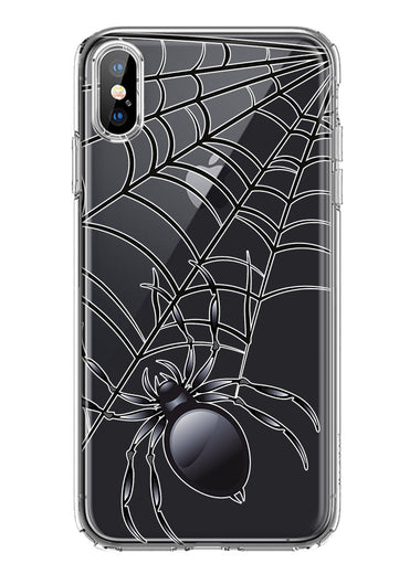 Apple iPhone XS Creepy Black Spider Web Halloween Horror Spooky Hybrid Protective Phone Case Cover