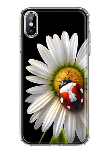 Apple iPhone XS/X Cute White Daisy Red Ladybug Double Layer Phone Case Cover