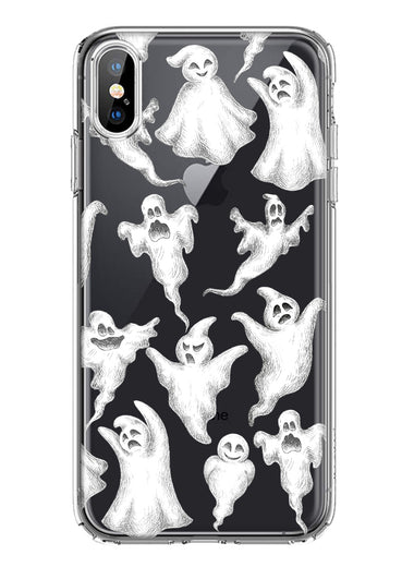 Apple iPhone Xs Max Cute Halloween Spooky Floating Ghosts Horror Scary Hybrid Protective Phone Case Cover