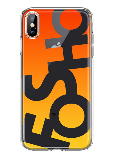 Apple iPhone XS Orange Yellow Clear Funny Text Quote Fosho Hybrid Protective Phone Case Cover