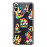 Apple iPhone XS Max Colorful Neon Glow Rainbow Gnomes Painting Hybrid Protective Phone Case Cover
